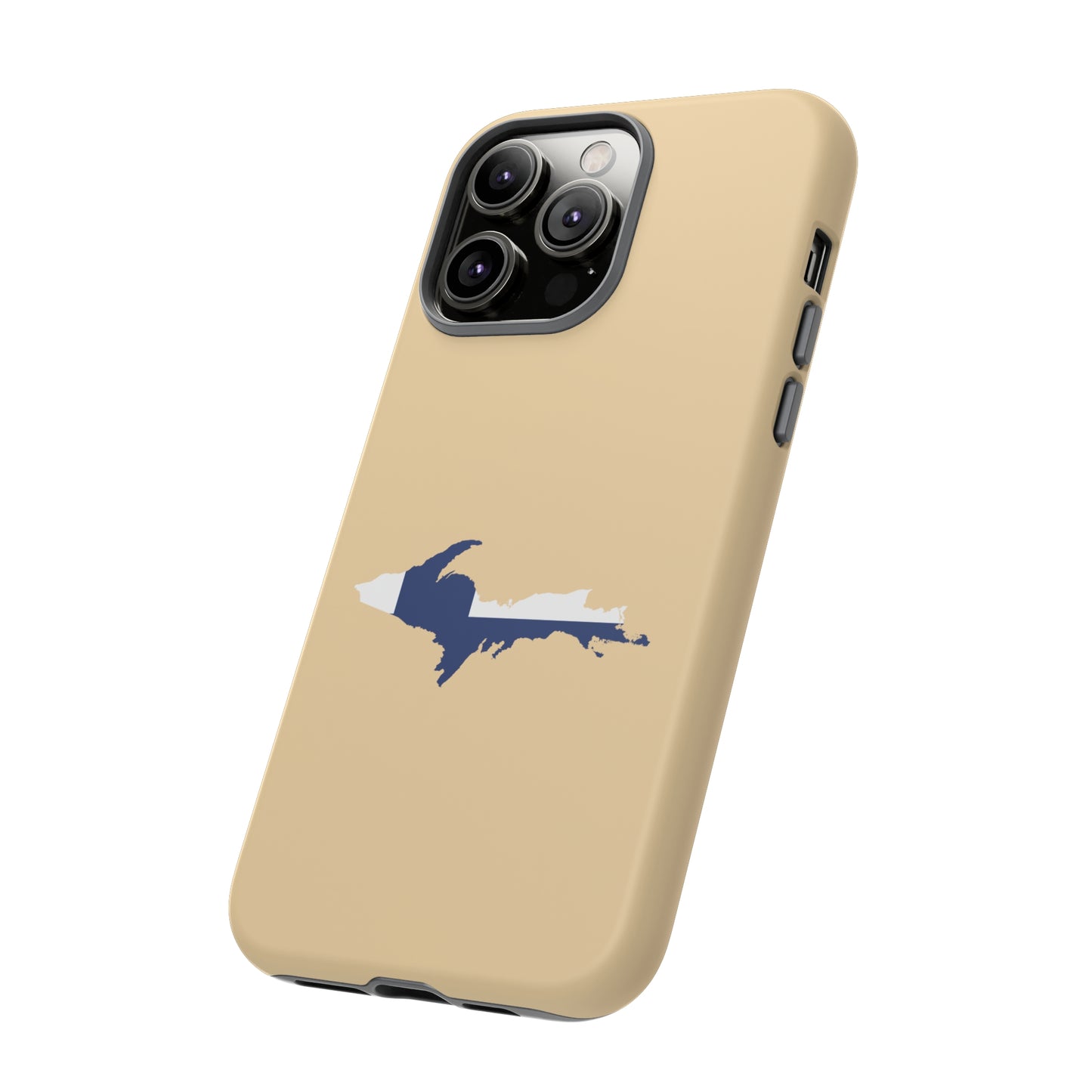 Michigan Upper Peninsula Tough Phone Case (Maple Color w/ UP Finland Flag Outline) | Apple iPhone