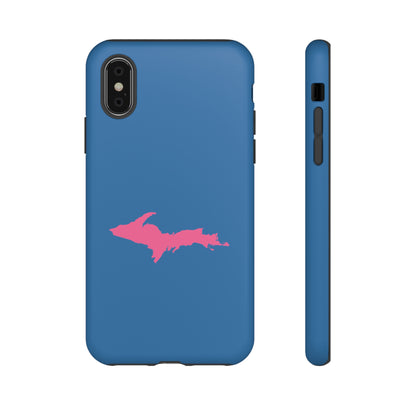 Michigan Upper Peninsula Tough Phone Case (Lake Superior Blue w/ Pink UP Outline) | Apple iPhone