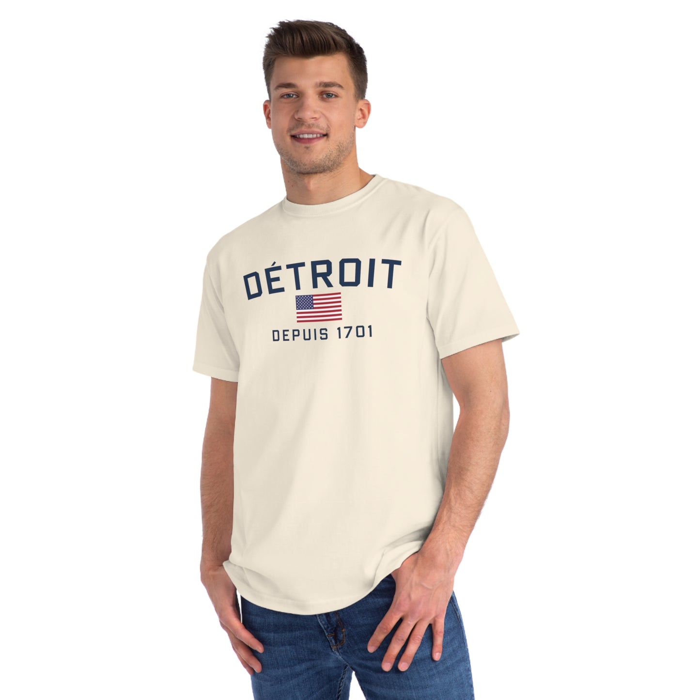 'Détroit Depuis 1701' T-Shirt (w/ USA Flag) | Unisex Organic