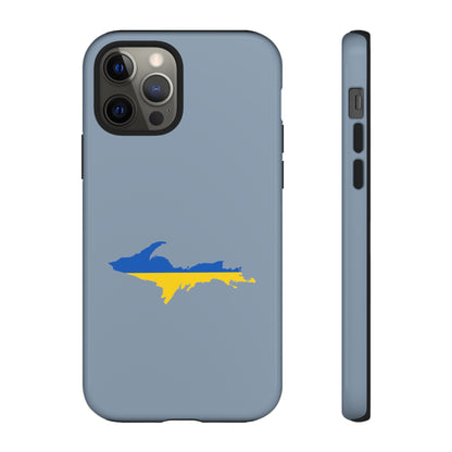 Michigan Upper Peninsula Tough Phone Case (B-24 Liberator Grey w/ UP Ukraine Flag Outline) | Apple iPhone