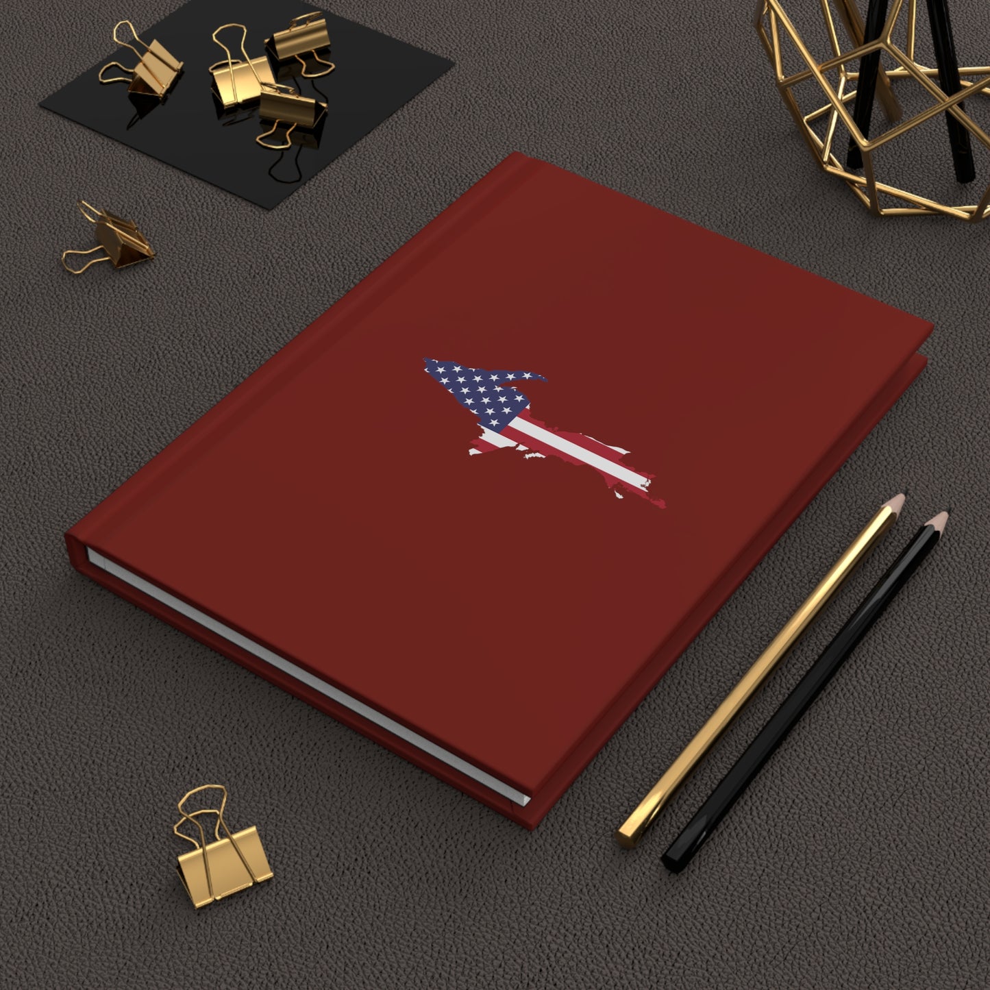 Michigan Upper Peninsula Hardcover Journal (w/ UP USA Flag) | Ruled - Cherryland Red