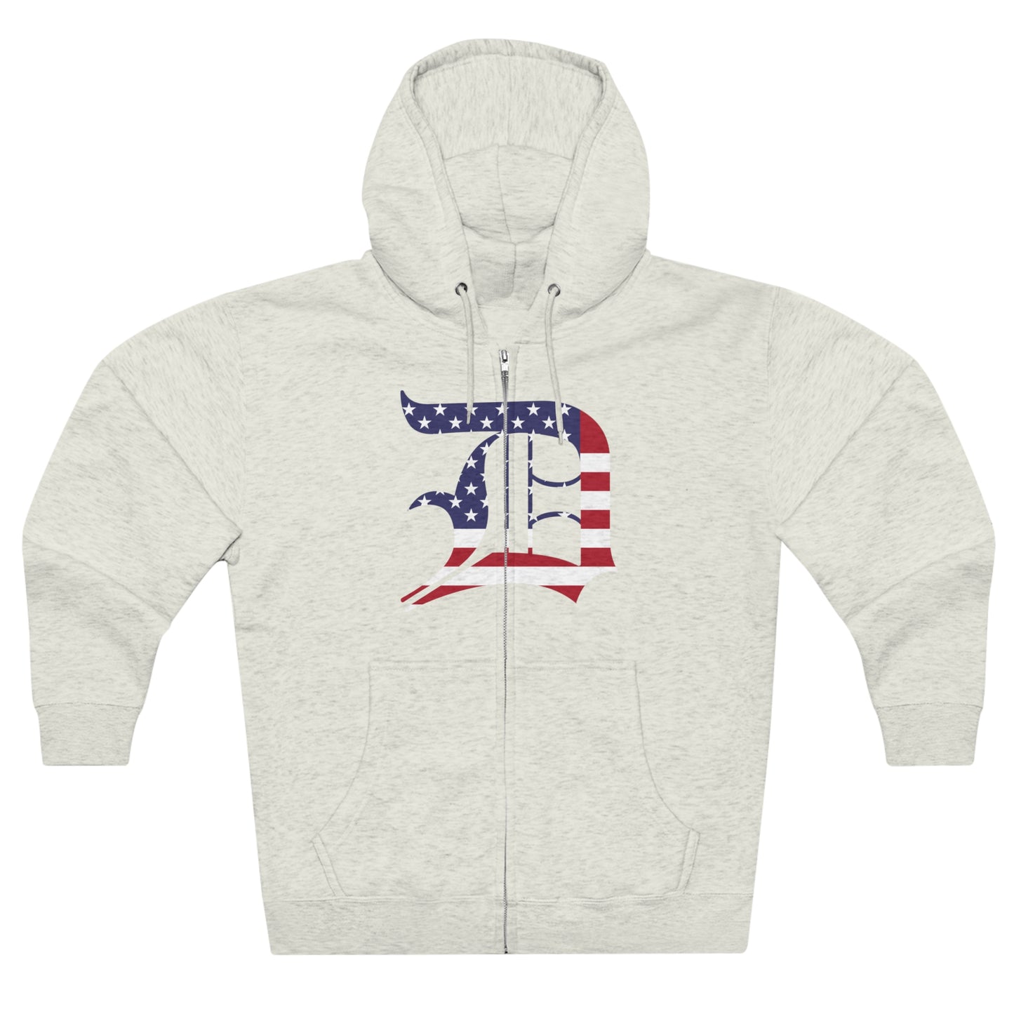 Detroit 'Old English D' Hoodie (Full-Body Patriotic Edition) | Unisex Full Zip