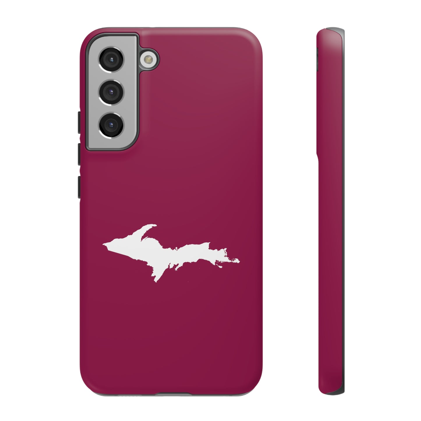 Michigan Upper Peninsula Tough Phone Case (Ruby Red w/ UP Outline) | Samsung & Pixel Android