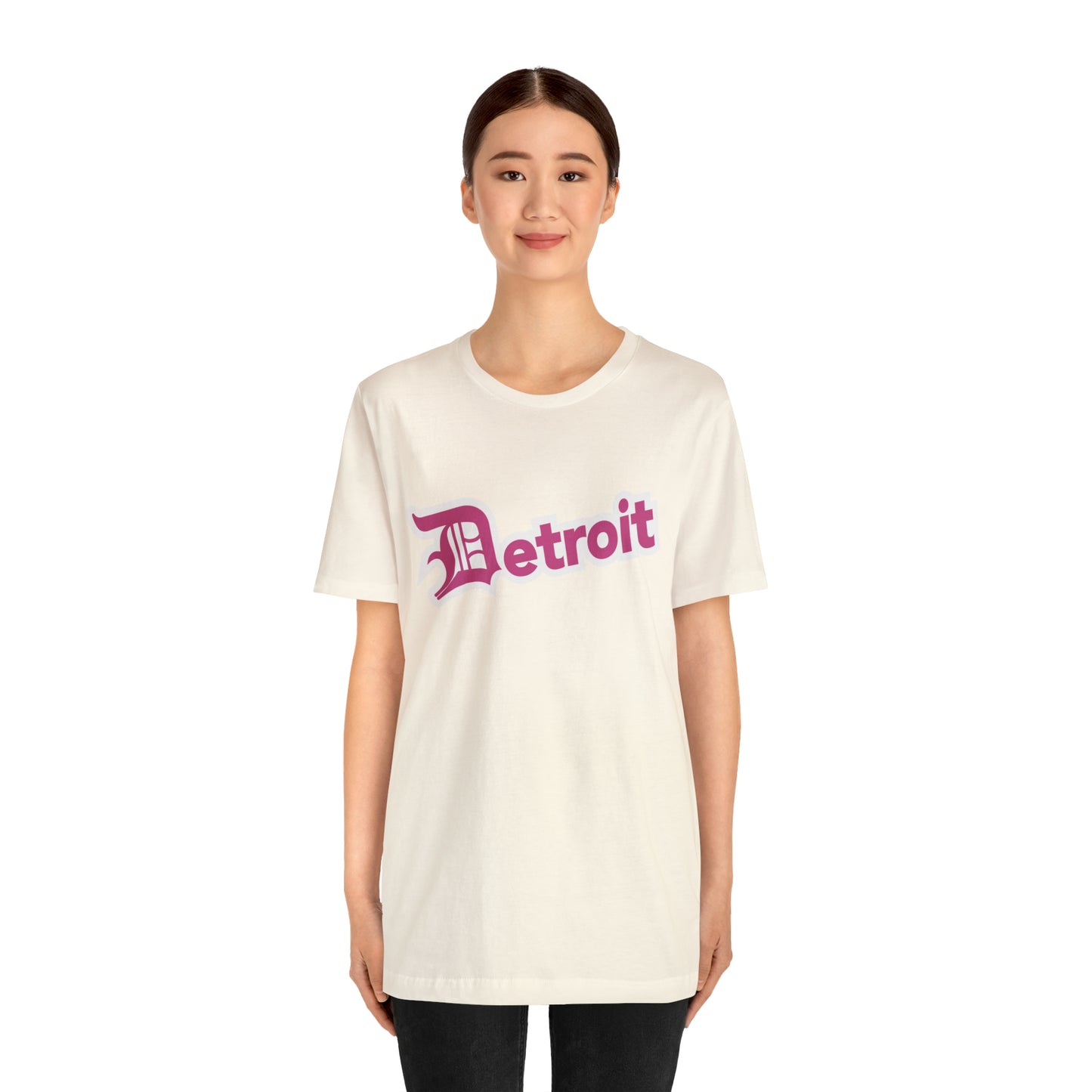 'Detroit' T-Shirt (Apple Blossom Pink w/ Old English 'D') | Unisex Standard