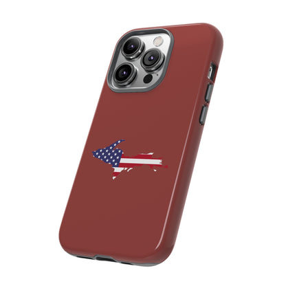 Michigan Upper Peninsula Tough Phone Case (Ore Dock Red w/ UP USA Flag Outline) | Apple iPhone