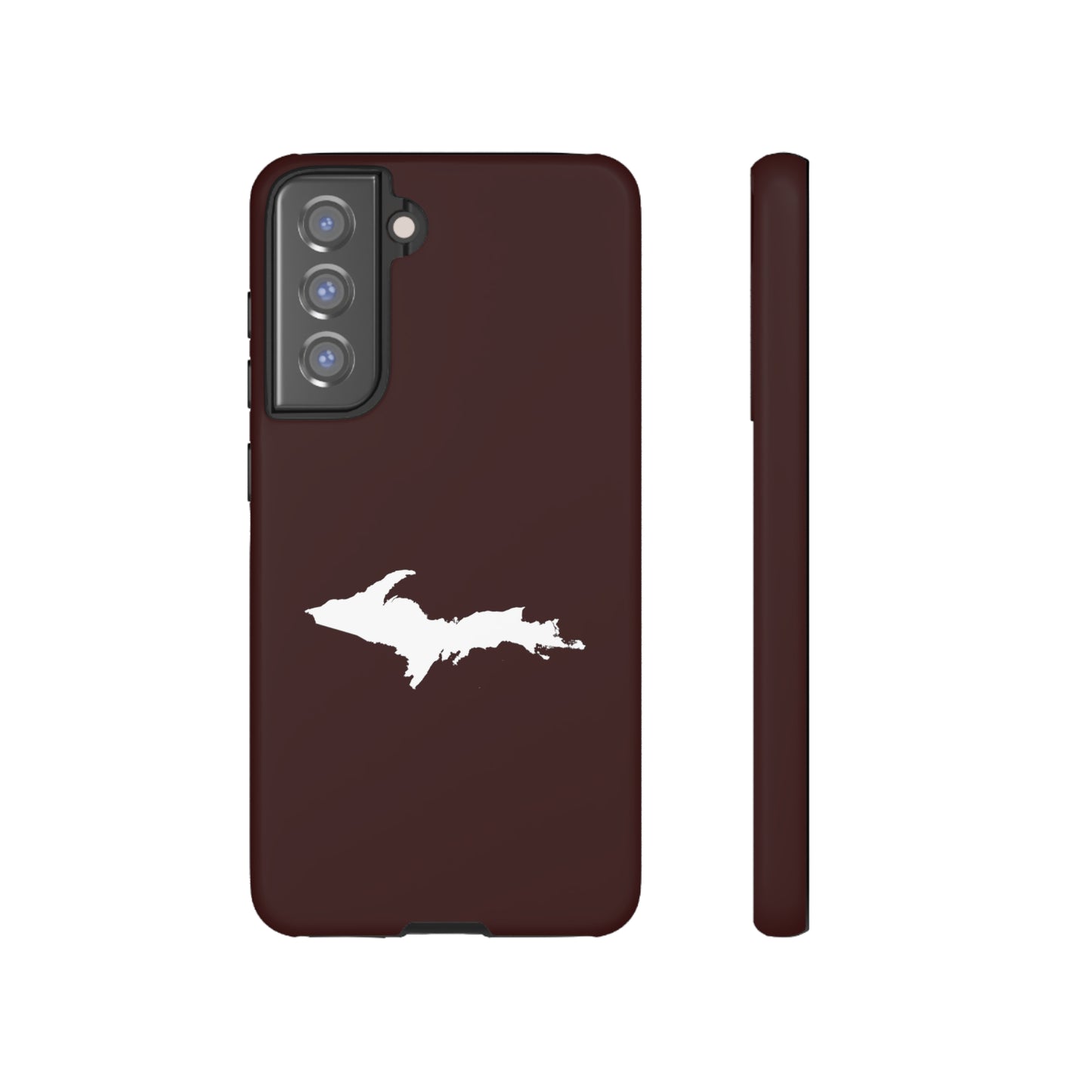 Michigan Upper Peninsula Tough Phone Case (Cherrywood Color w/ UP Outline) | Samsung & Pixel Android