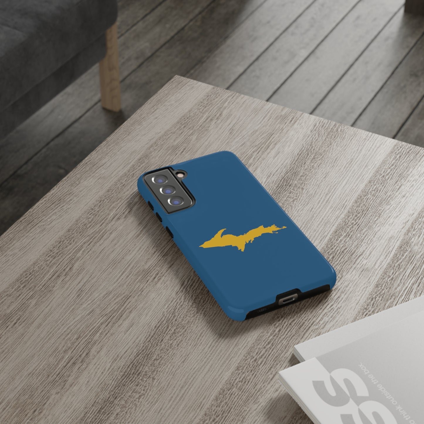 Michigan Upper Peninsula Tough Phone Case (Blueberry w/ Gold UP Outline) | Samsung & Pixel Android