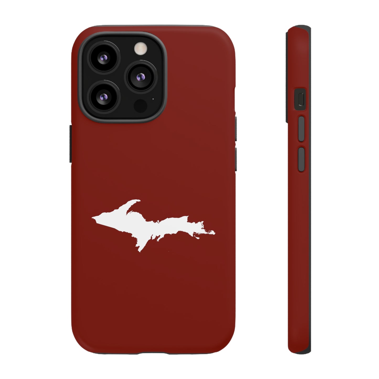 Michigan Upper Peninsula Tough Phone Case (Traverse Cherry Red w/ UP Outline) | Apple iPhone