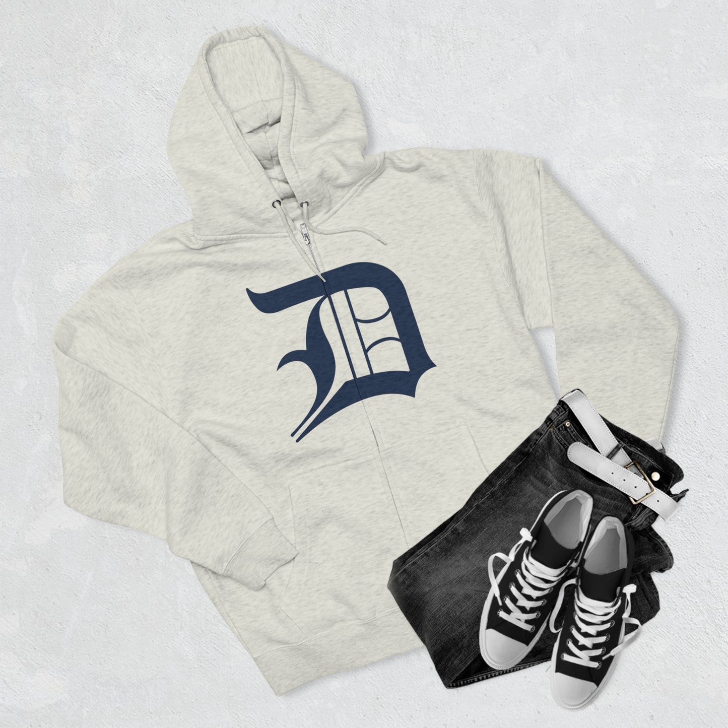 Detroit 'Old English D' Hoodie (Full-Body 'D') | Unisex Full Zip