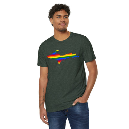 Michigan Upper Peninsula T-Shirt (w/ UP Rainbow Pride Flag) | Unisex Recycled Organic