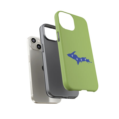 Michigan Upper Peninsula Tough Phone Case (Gooseberry Green w/ UP Quebec Flag Outline) | Apple iPhone