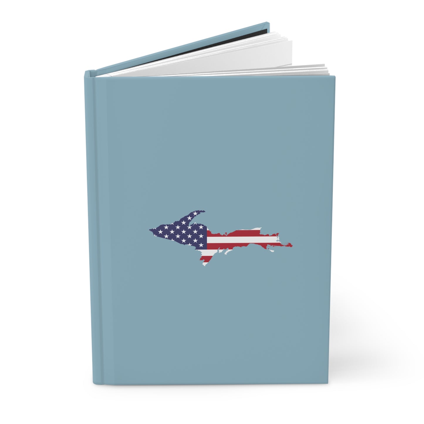 Michigan Upper Peninsula Hardcover Journal (w/ UP USA Flag) | Ruled - Opal Blue