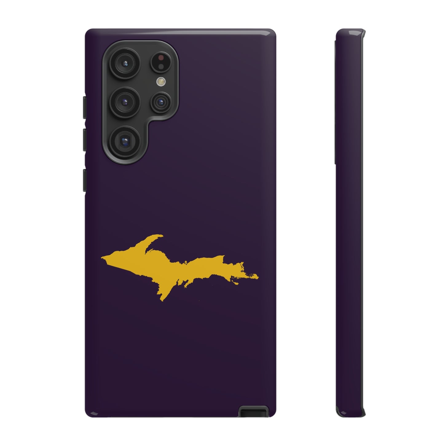 Michigan Upper Peninsula Tough Phone Case (Blackcurrant w/ Gold UP Outline) | Samsung & Pixel Android