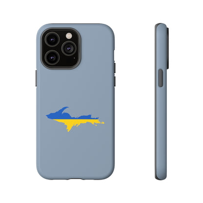 Michigan Upper Peninsula Tough Phone Case (B-24 Liberator Grey w/ UP Ukraine Flag Outline) | Apple iPhone