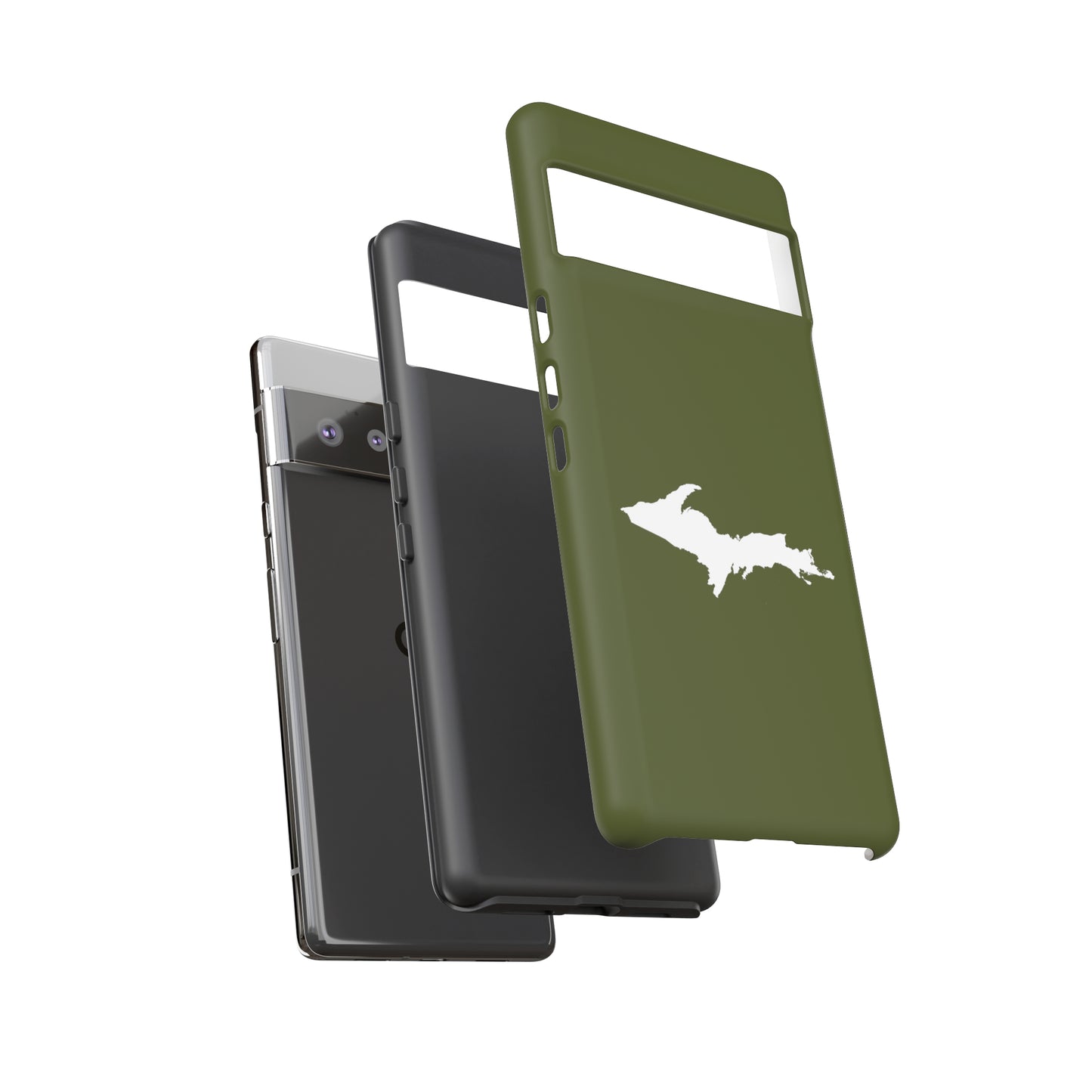 Michigan Upper Peninsula Tough Phone Case (Army Green w/ UP Outline) | Samsung & Pixel Android