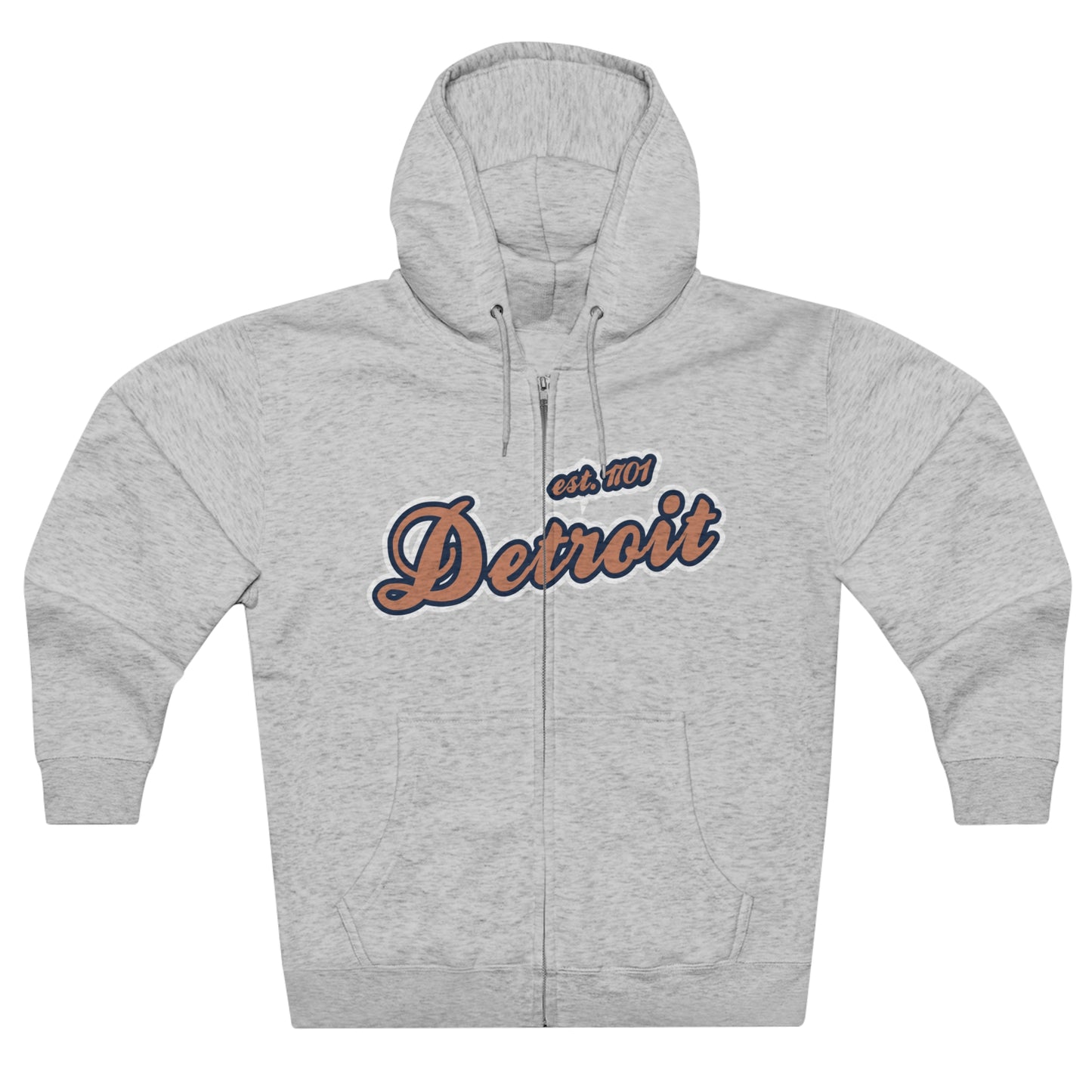 'Detroit EST 1701' Hoodie (Copper Script Font) | Unisex Full Zip