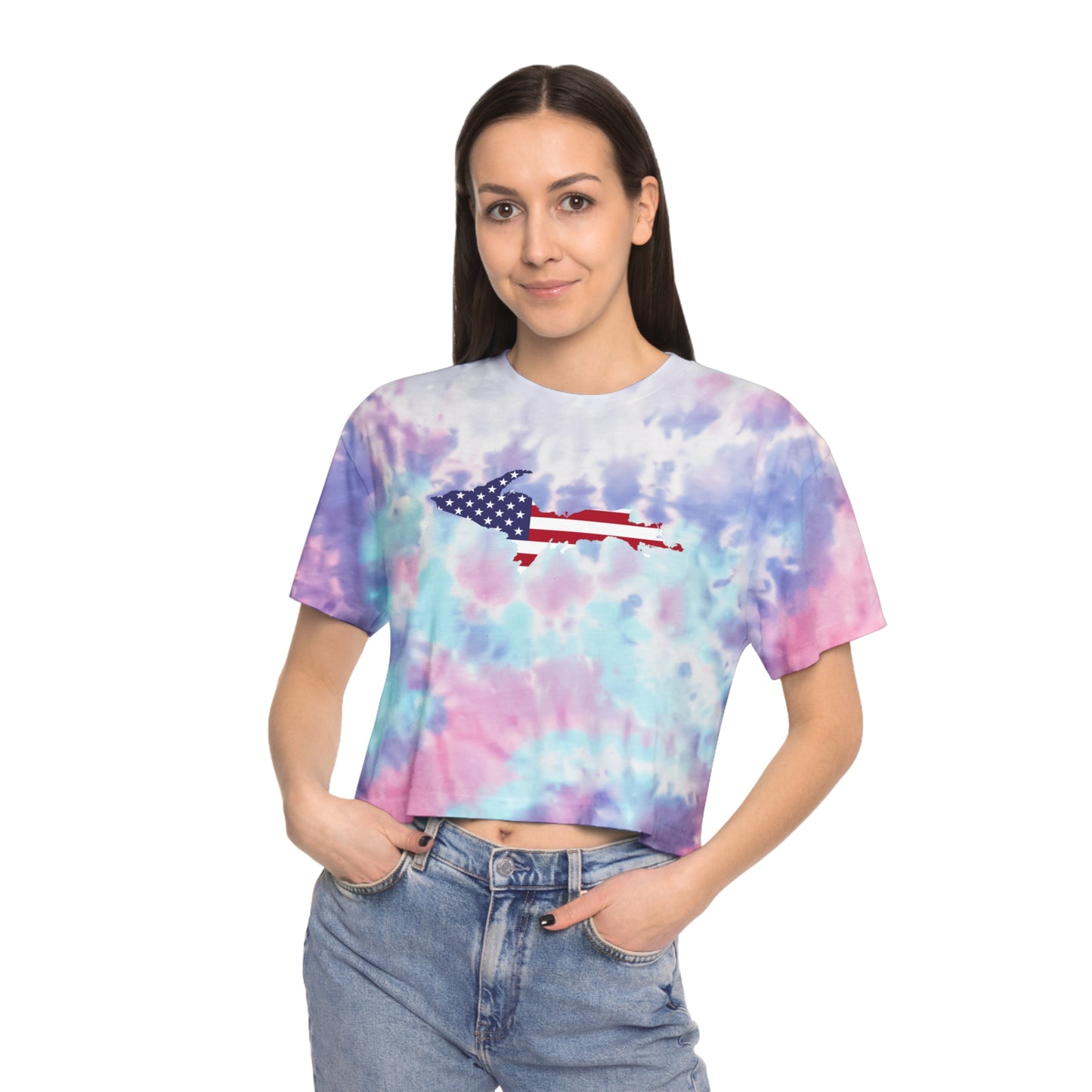 Michigan Upper Peninsula Crop Top (w/ UP USA Flag) | Tie-Dye