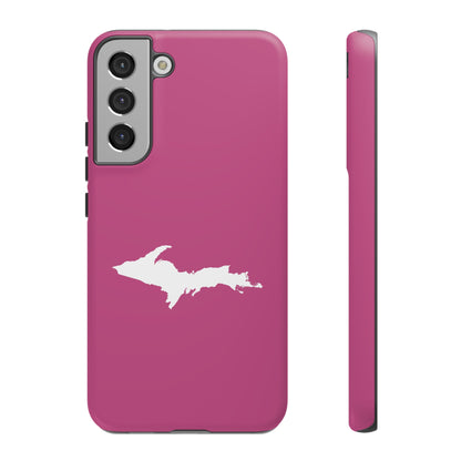 Michigan Upper Peninsula Tough Phone Case (Apple Blossom Pink w/ UP Outline) | Samsung & Pixel Android