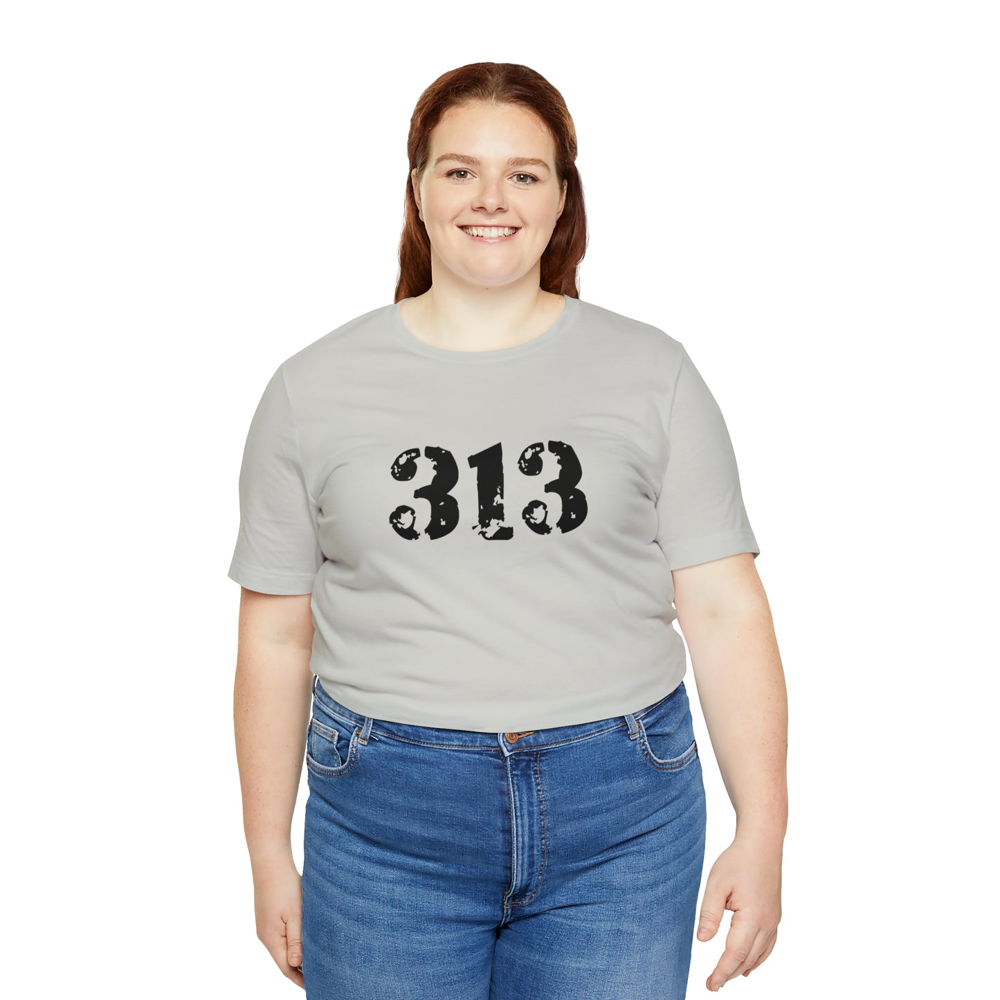 Detroit '313' T-Shirt (Distressed Stencil Font) | Unisex Standard Fit