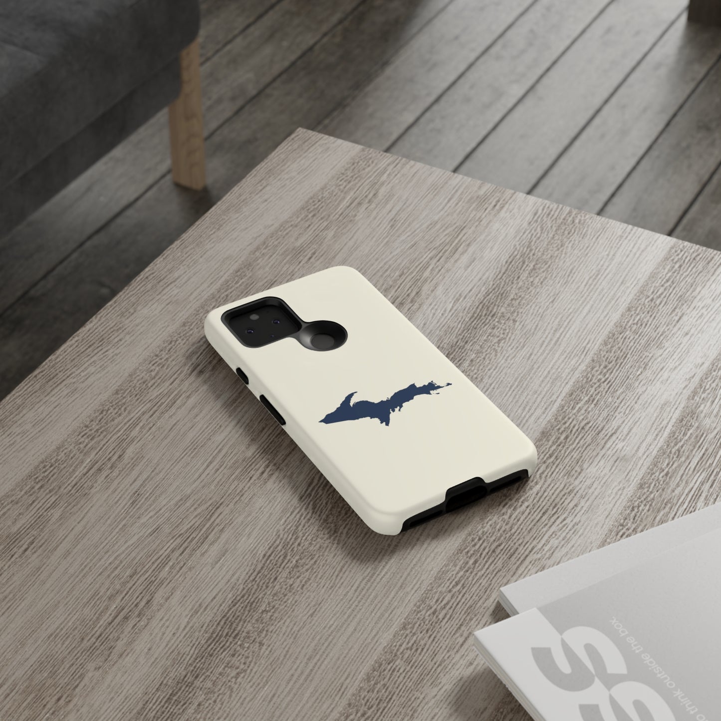 Michigan Upper Peninsula Tough Phone Case (Ivory w/ Navy UP Outline) | Samsung & Pixel Android