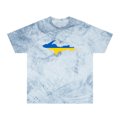 Michigan Upper Peninsula T-Shirt (w/ UP Ukraine Flag Outline) | Unisex Color Blast