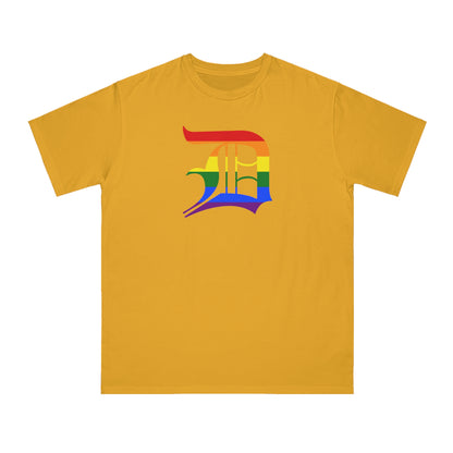 Detroit 'Old English D' T-Shirt (Rainbow Pride Edition) | Unisex Organic