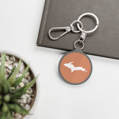 Michigan Upper Peninsula Keyring (w/ UP Outline) | Copper Color