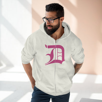 Detroit 'Old English D' Hoodie (Full-Body Apple Blossom Pink) | Unisex Full Zip