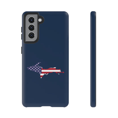 Michigan Upper Peninsula Tough Phone Case (Navy w/ UP USA Flag Outline) | Samsung & Pixel Android