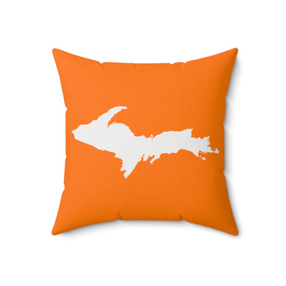 Michigan Upper Peninsula Accent Pillow (w/ UP Outline) | Safety Orange