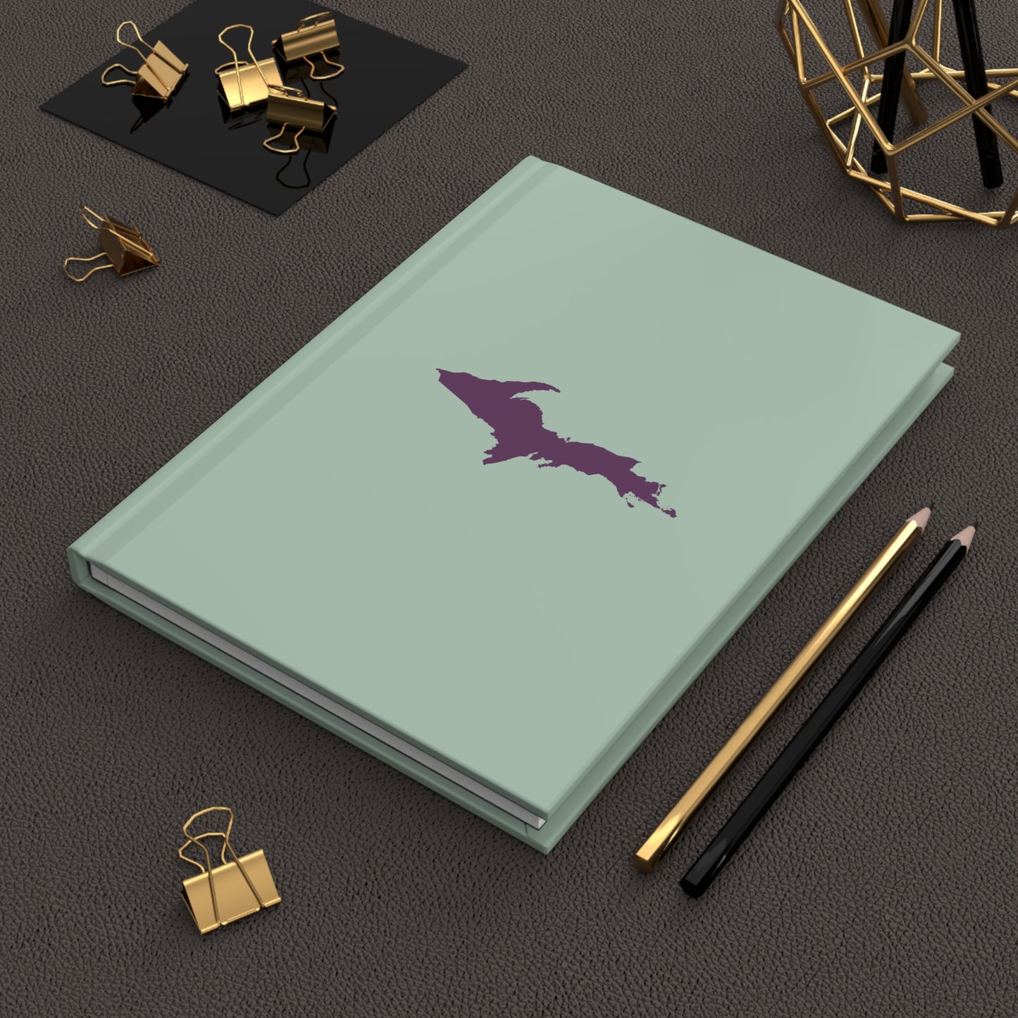 Michigan Upper Peninsula Hardcover Journal (Sea Green w/ Plum Outline) | Ruled - 150pgs