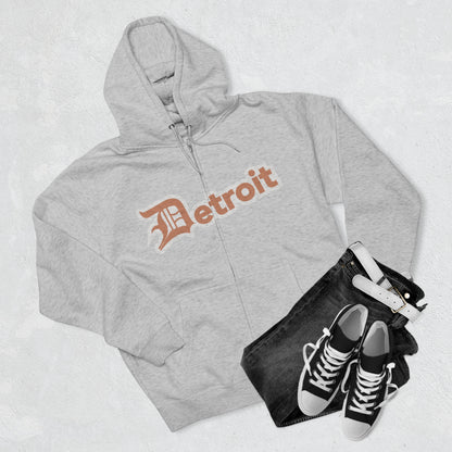 'Detroit' Hoodie (Copper w/ Old English 'D') | Unisex Full Zip