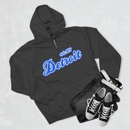 'Detroit EST 1701' Hoodie (Motor Town Blue Script Font) | Unisex Full Zip