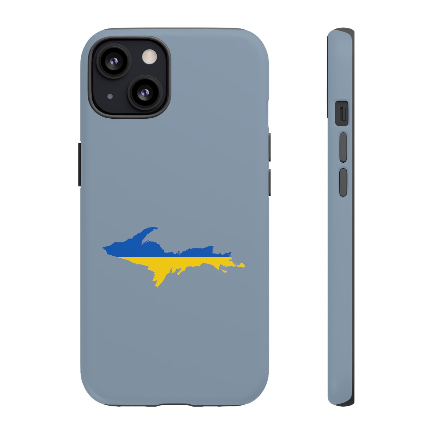 Michigan Upper Peninsula Tough Phone Case (B-24 Liberator Grey w/ UP Ukraine Flag Outline) | Apple iPhone