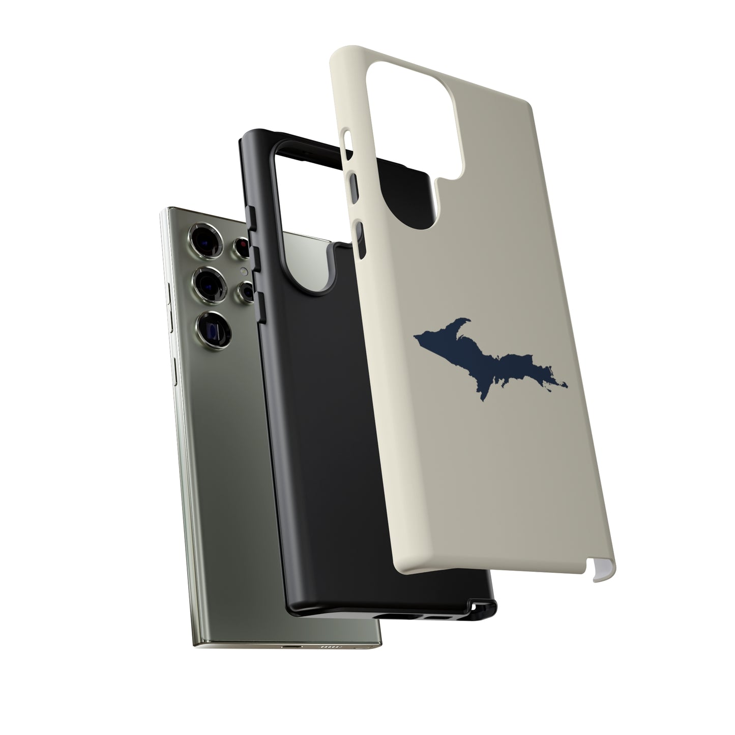 Michigan Upper Peninsula Tough Phone Case (Ivory w/ Navy UP Outline) | Samsung & Pixel Android