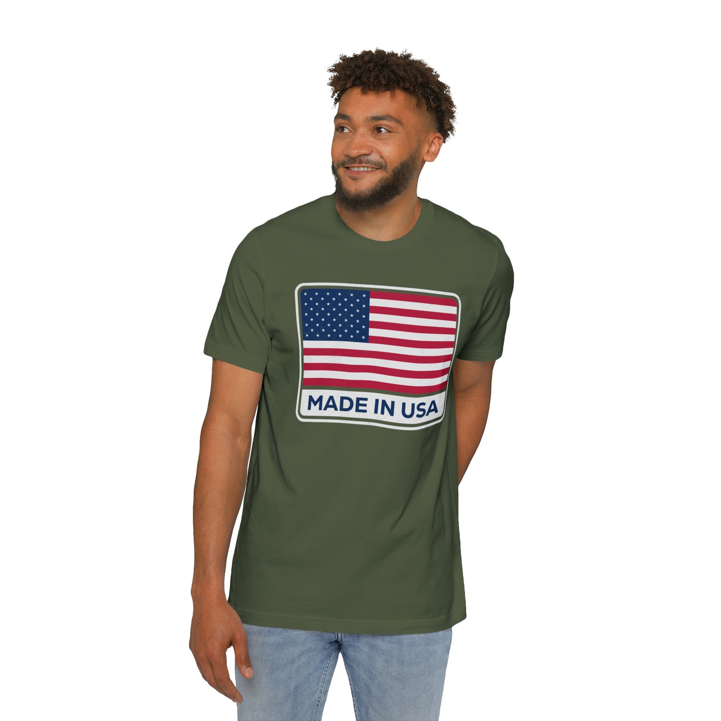 'Made in USA' T-Shirt (Square Flag Slate ) | Made in USA