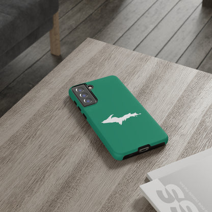 Michigan Upper Peninsula Tough Phone Case (Emerald Green w/ UP Outline) | Samsung & Pixel Android