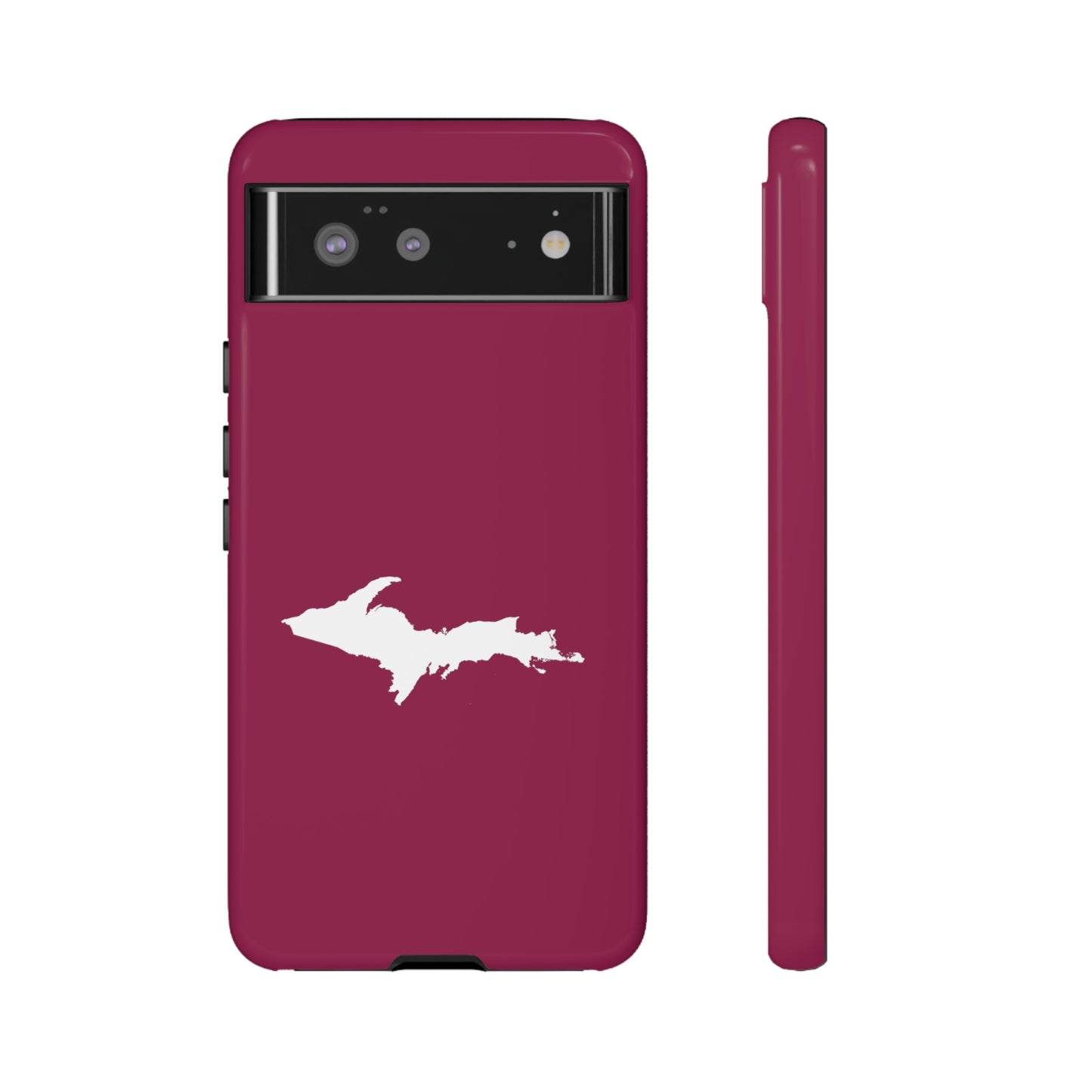 Michigan Upper Peninsula Tough Phone Case (Ruby Red w/ UP Outline) | Samsung & Pixel Android