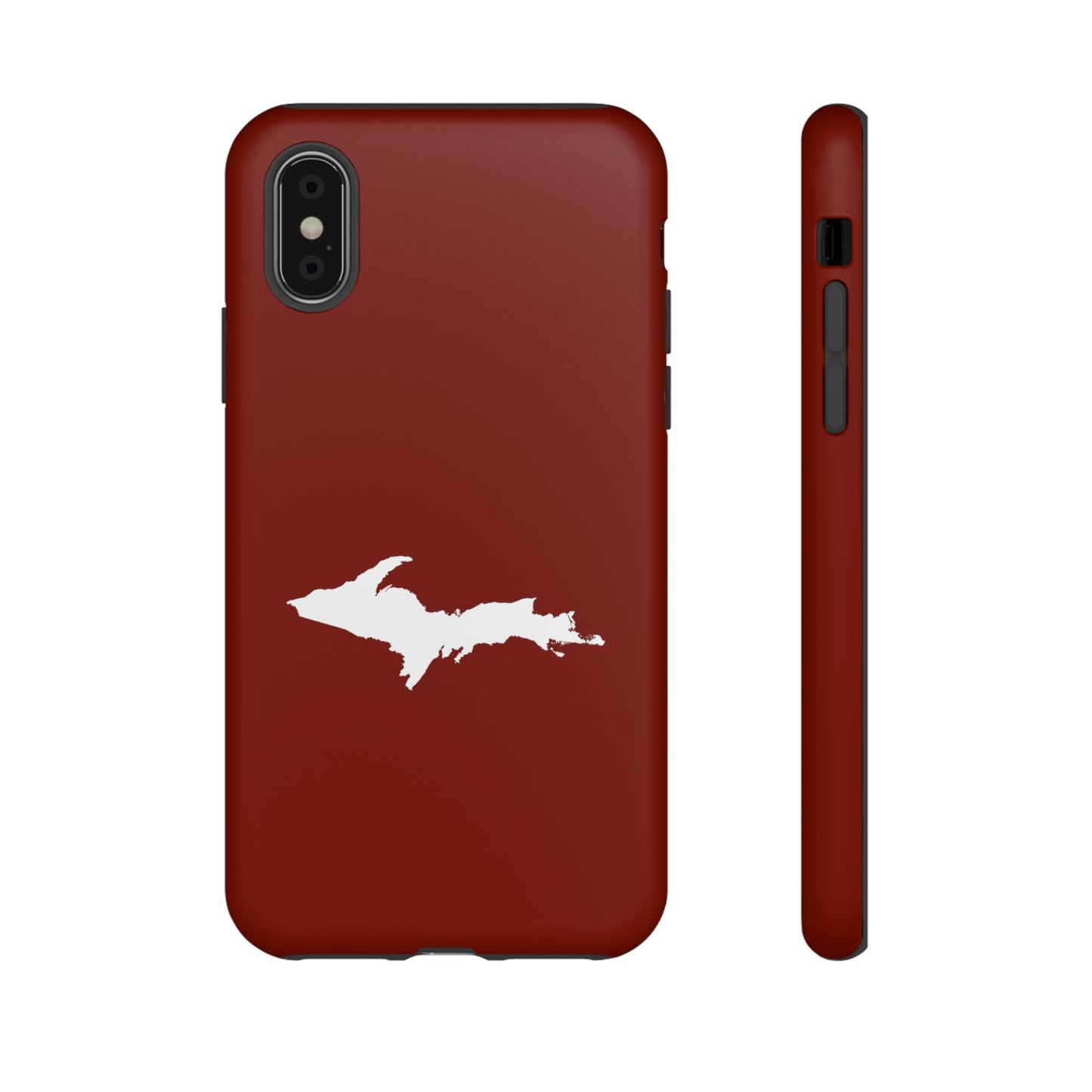 Michigan Upper Peninsula Tough Phone Case (Traverse Cherry Red w/ UP Outline) | Apple iPhone