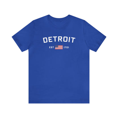 'Detroit EST 1701' T-Shirt (w/ USA Flag Outline) | Unisex Standard Fit