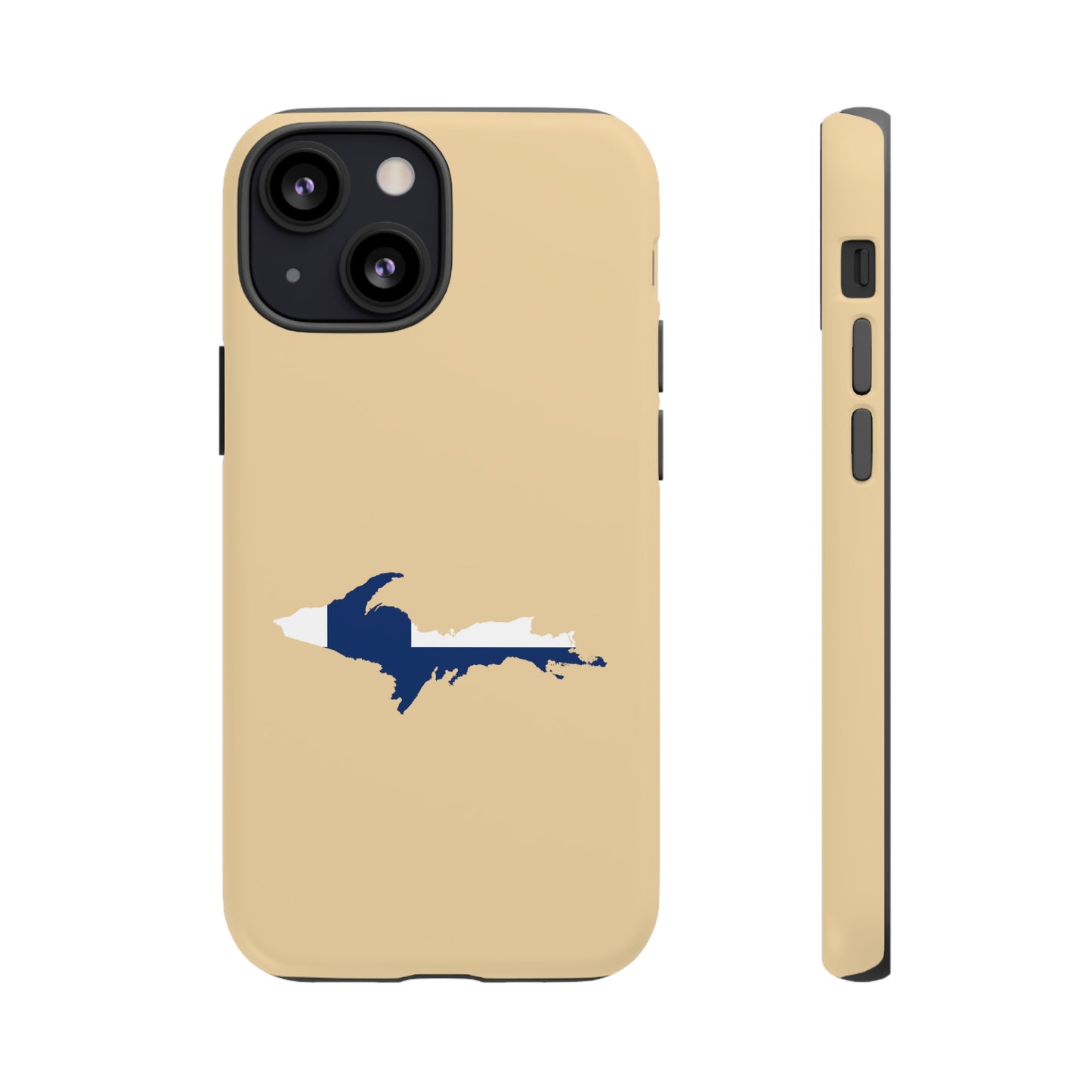 Michigan Upper Peninsula Tough Phone Case (Maple Color w/ UP Finland Flag Outline) | Apple iPhone