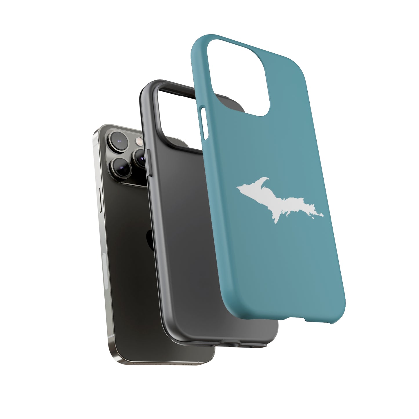 Michigan Upper Peninsula Tough Phone Case (Lake Huron Blue w/ UP Outline) | Apple iPhone