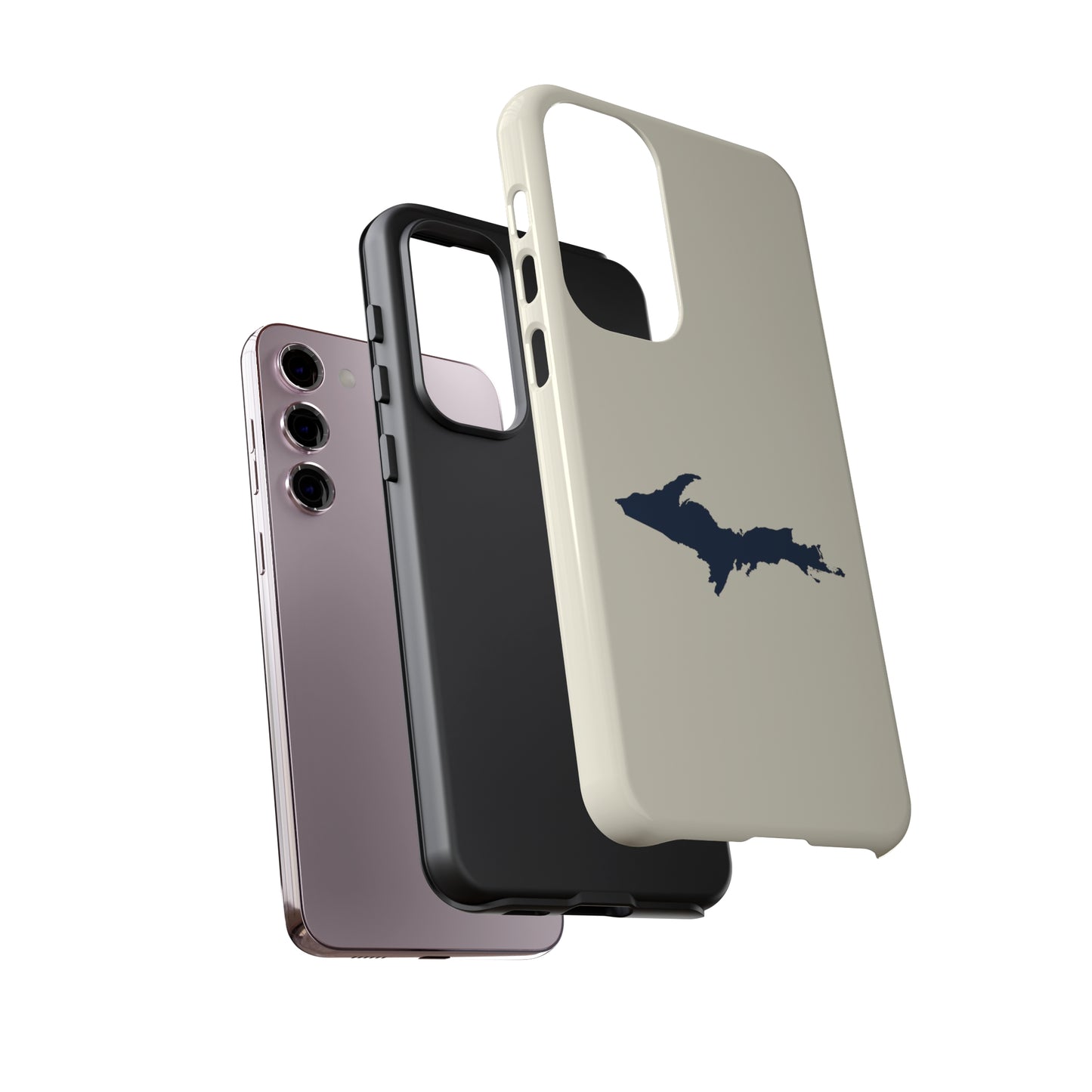 Michigan Upper Peninsula Tough Phone Case (Ivory w/ Navy UP Outline) | Samsung & Pixel Android