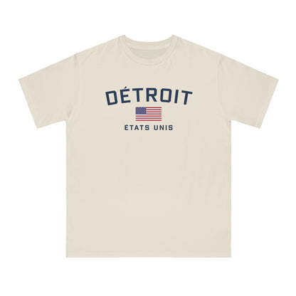 'Détroit États Unis' T-Shirt (w/ USA Flag Outline) | Organic Unisex