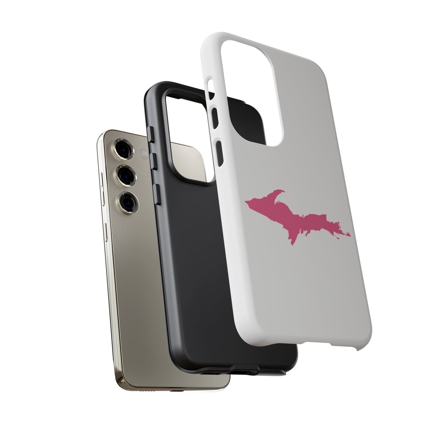 Michigan Upper Peninsula Tough Phone Case (w/ Pink UP Flag Outline) | Samsung & Pixel Android