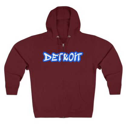 Detroit' Hoodie (Motor Town Blue Tag Font) | Unisex Full Zip