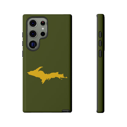 Michigan Upper Peninsula Tough Phone Case (Army Green w/ Gold UP Outline) | Samsung & Pixel Android