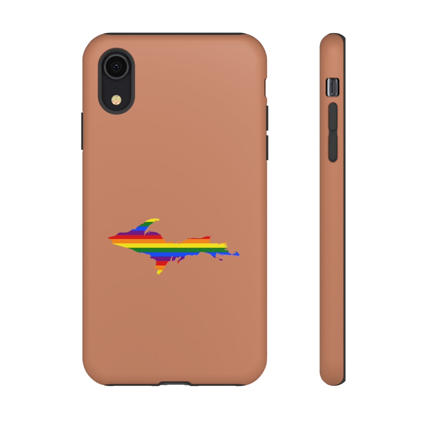 Michigan Upper Peninsula Tough Phone Case (Copper Color w/ UP Pride Flag Outline) | Apple iPhone