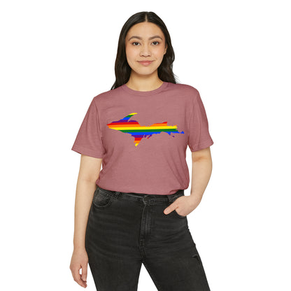 Michigan Upper Peninsula T-Shirt (w/ UP Rainbow Pride Flag) | Unisex Recycled Organic