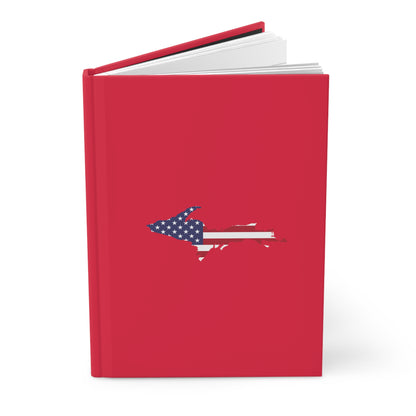 Michigan Upper Peninsula Hardcover Journal (w/ UP USA Flag) | Ruled - Lighthouse Red